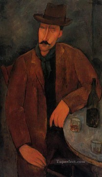 hombre con una copa de vino Amedeo Modigliani Pinturas al óleo